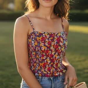 Patrons of Peace Floral Smocked Crop Top Size M